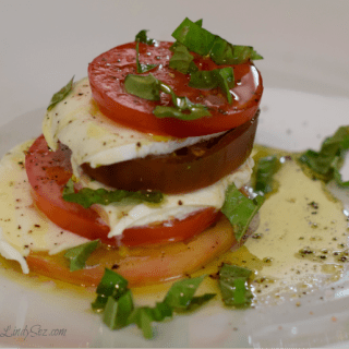 Layers of tomato flavor shown for this classic caprese salad.