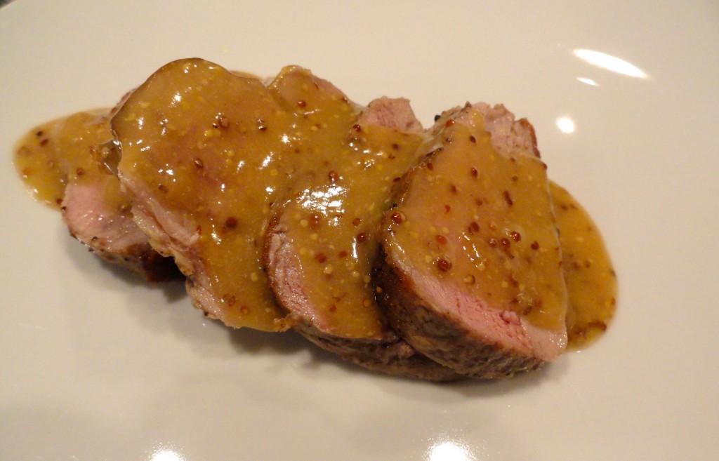 Seared Pork Tenderloin with Mustard Sauce.