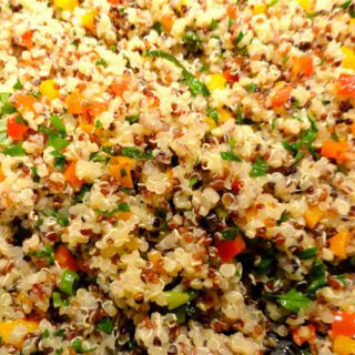 quinoa pilaf cooked with peppers and herbs
