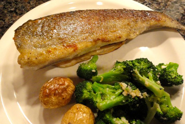 Baked Aromatic Trout a far shot of the fish.