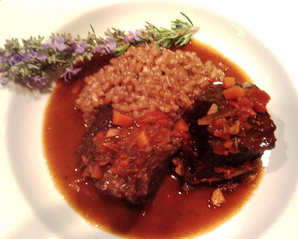 slow-braised beef short ribs with rosemary risotto