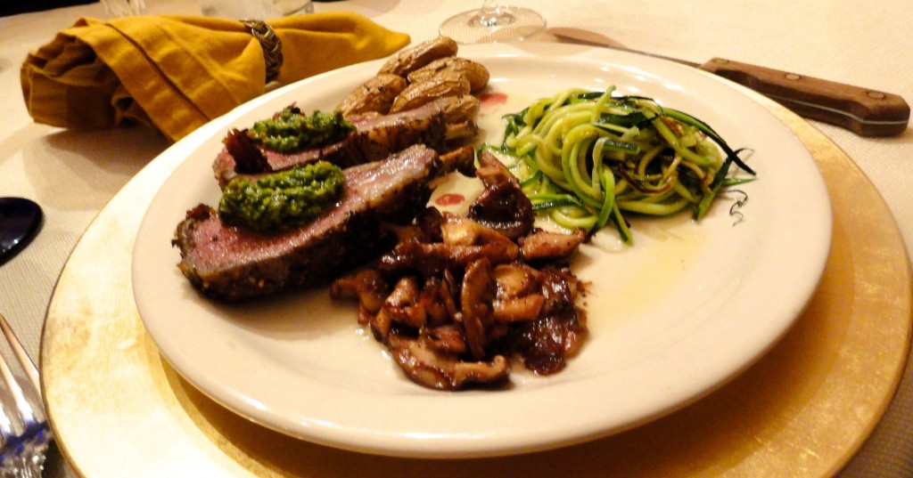 Grilled Rack of Lamb with Spinach and Artichoke Pesto