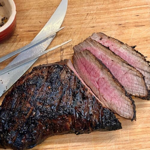 Pefect med rare cut of tri tip.
