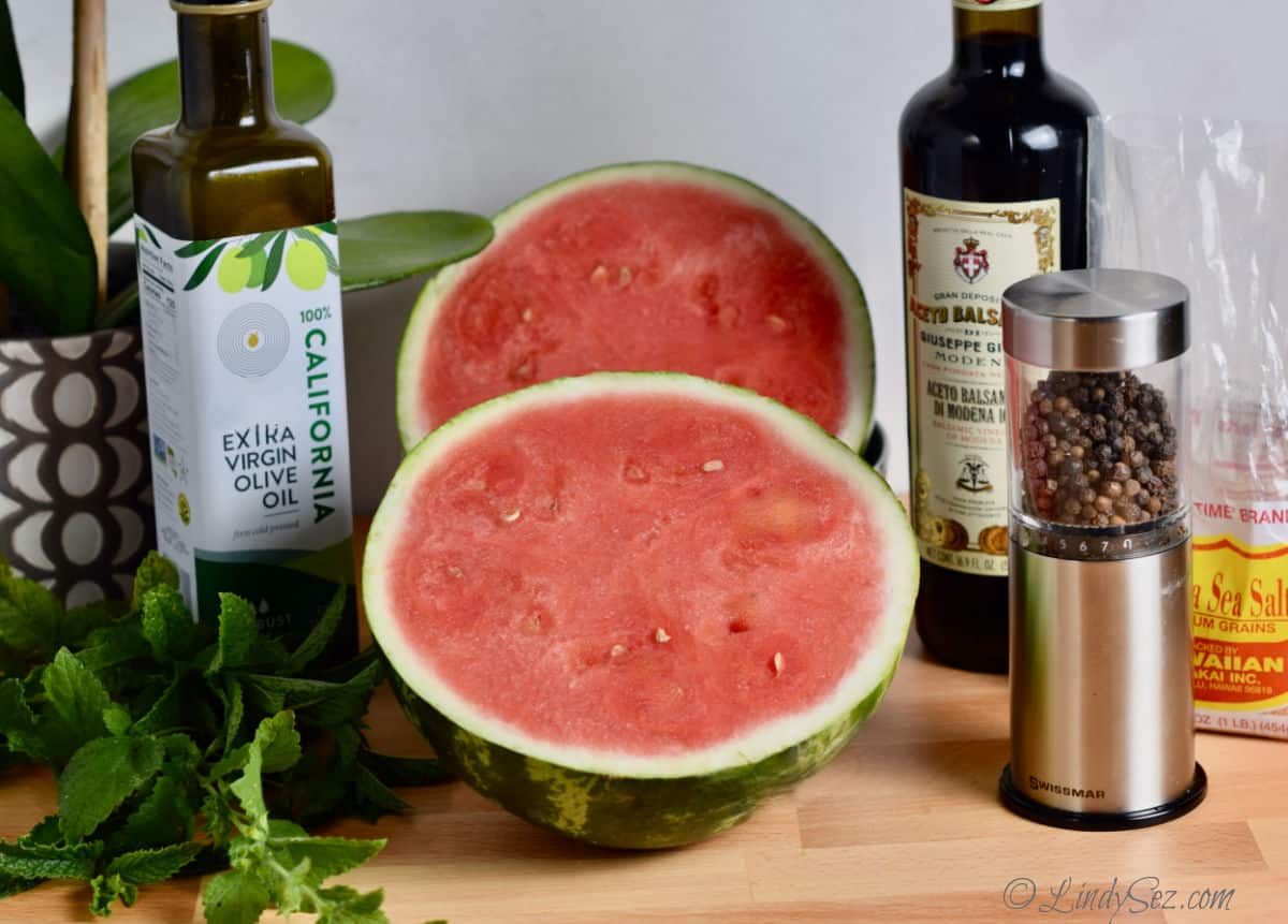 Ingredients for Fresh Watermelon Salad.