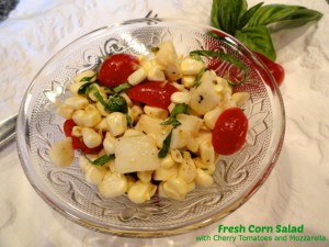 Fresh Corn Salad with Cherry Tomatoes and Mozzarella