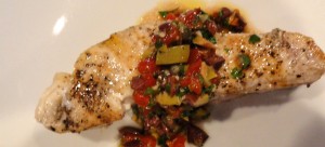 baked swordfish with olive relish