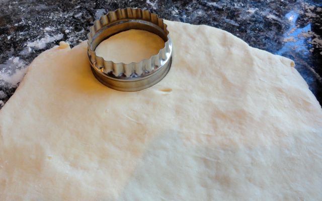Dough being cut