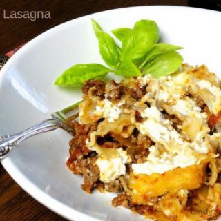 Skillet Lasagna in a white bowl