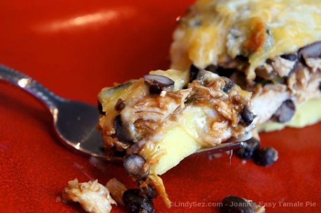 Easy Tamale Pie on a fork