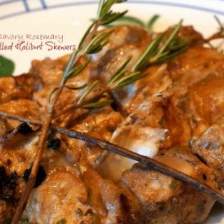 Savory Rosemary Grilled Halibut Skewers
