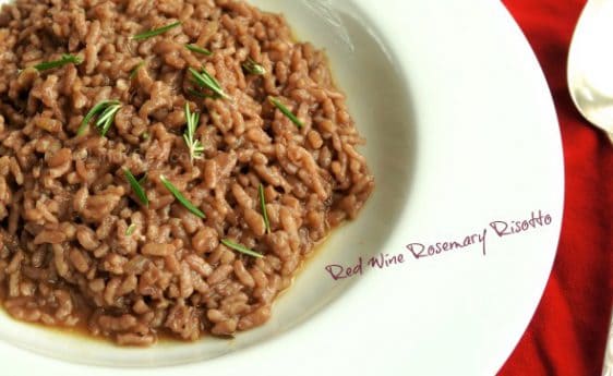 Red Wine Rosemary Risotto on a plate