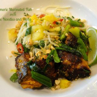 Turmeric Marinated Fish with Rice Noodles and Herbs