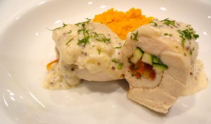 chicken roulade with champagne sauce