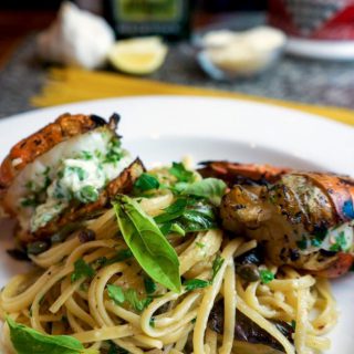 BBQ Shrimp Scampi with Garlic Spaghetti