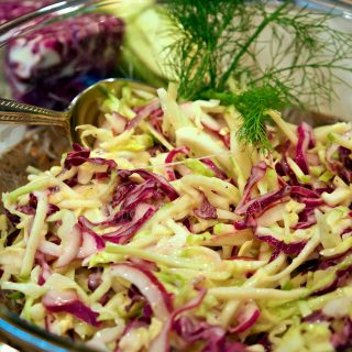 Cabbage-Fennel-Apple Slawin a bowl