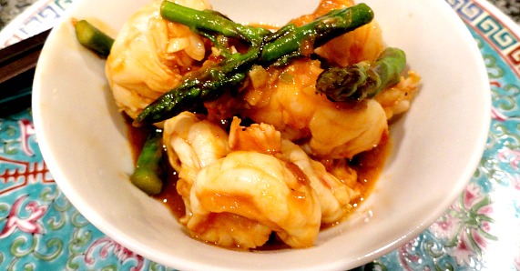 chili shrimp with asparagus