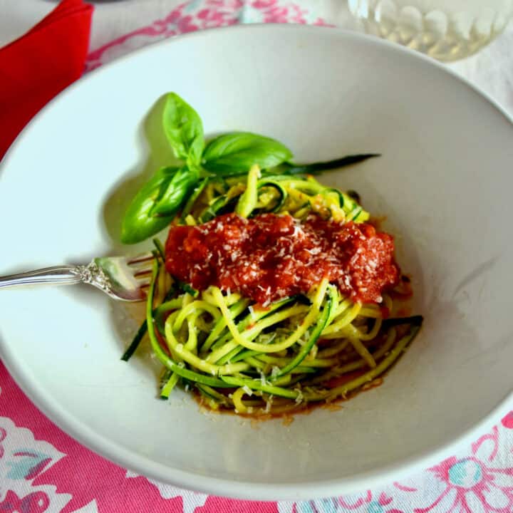 Zucchini Spaghetti with Tomato Sauce LindySez Recipes