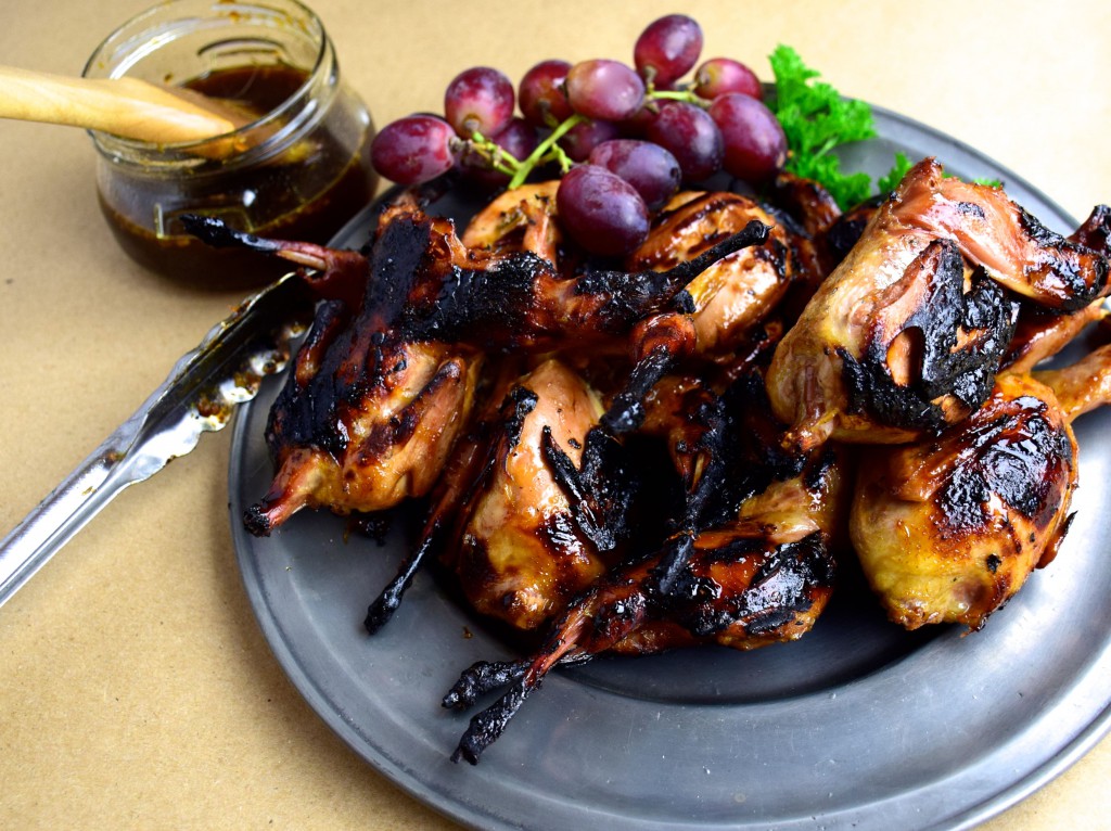 Grilled Quail with Pomegranate and Orange Glaze