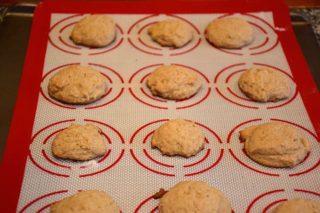  A silicon mat with proper spacing for Frosted Eggnog Cookies.