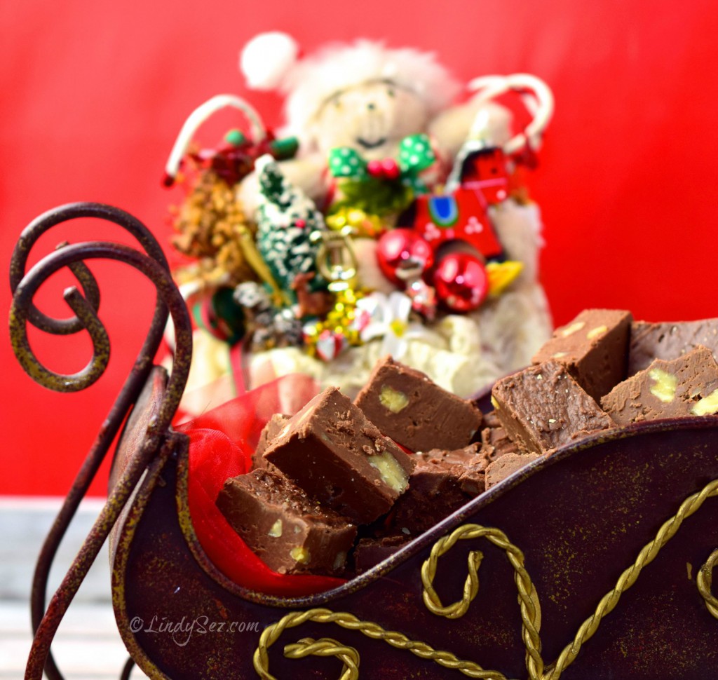 Nana B's Fudge in a sleigh