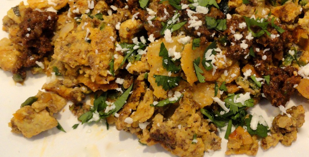 Chorizo and eggs with Crispy Tortilla