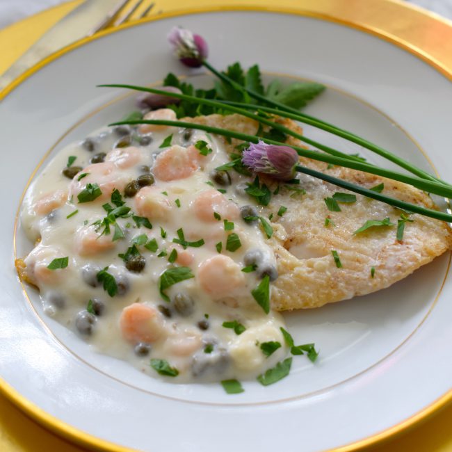 sole with a light shrimp sauce