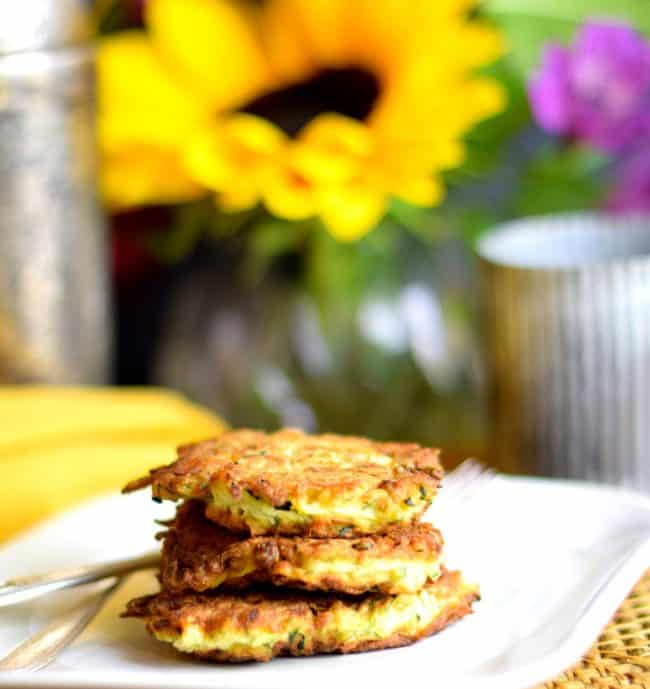 zucchini latke with fresh herbs and feta