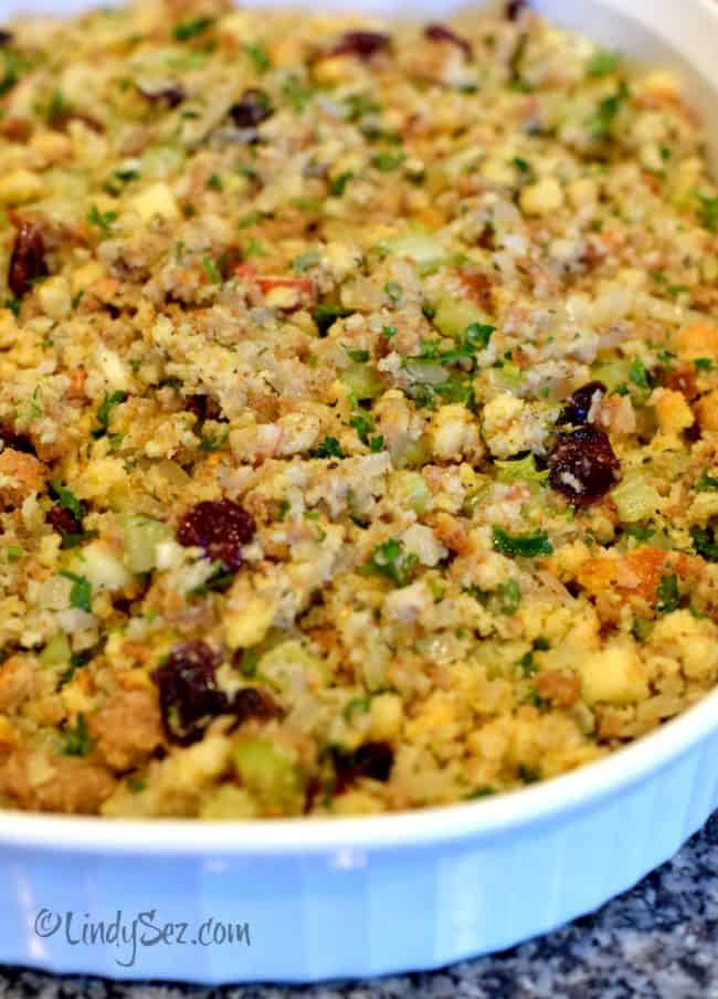 Favorite Cornbread Stuffing - LindySez | Recipes