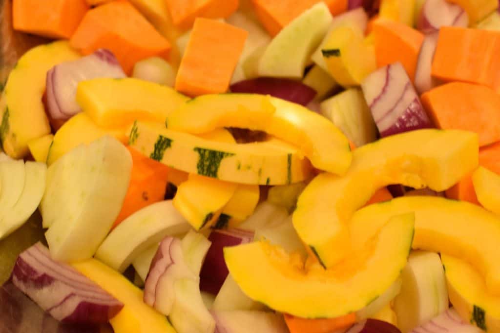 The raw veggies used in oven poached chicken recipe.