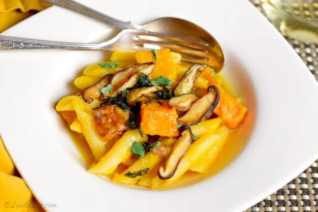 Penne with Roasted butternut and Shiitake