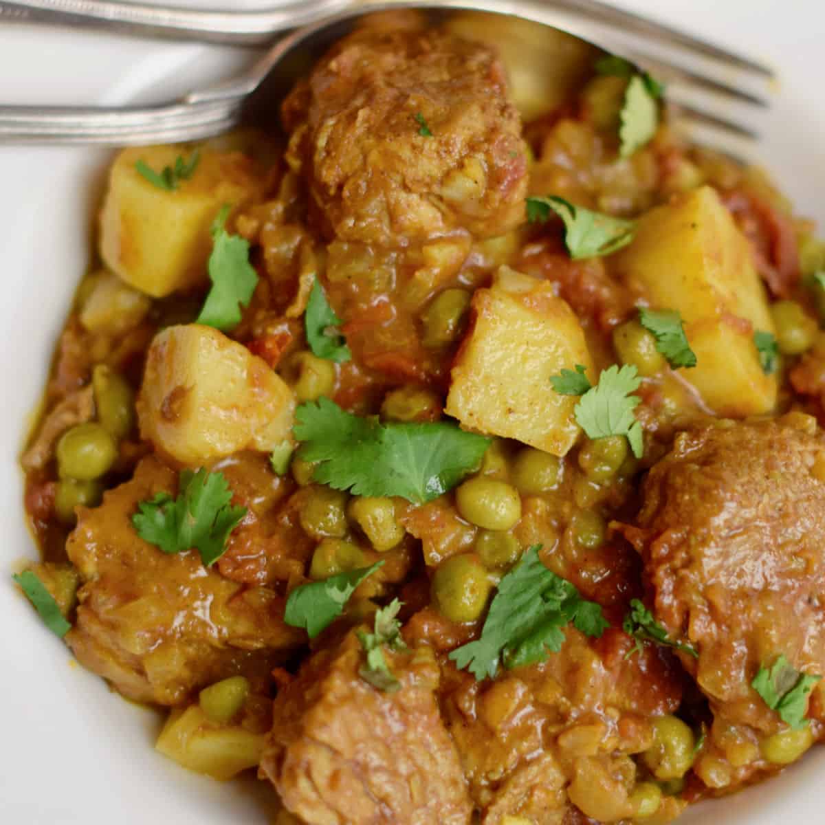 Pork Tagine with Sweet Potato in a bowl.