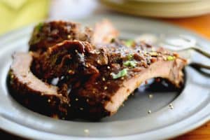 close up of Easy Oven-baked Asian Baby Back Ribs