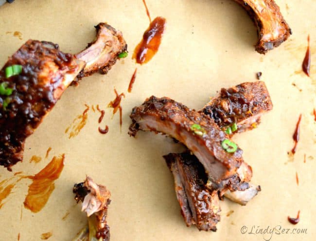 Cut Easy Oven-baked Asian Baby Back Ribs with sauce