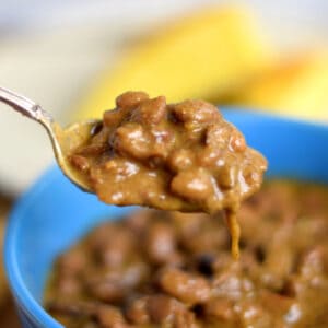 A spoonful of Texas Style Ranch Beans.