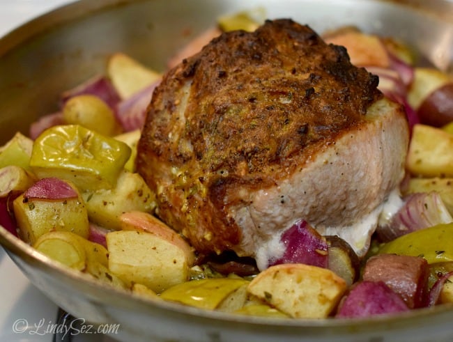 Roasted Pork Loin with Apples and Onions finished