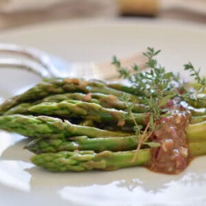 Fresh asparagus salad with balsamic dressing.