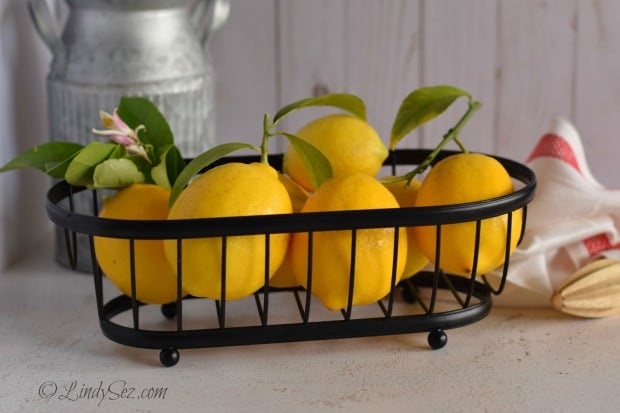 a basket of lemons to add acid to easy fresh strawberry jam with balsamic