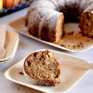 A slice out of fresh Apple Chunk Olive Oil Cake