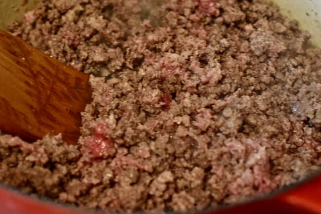 The meat being used in Hormel Chili Copycat Recipe.