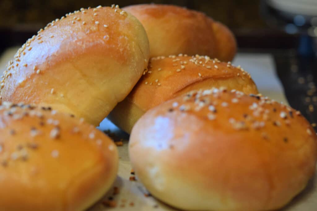 Tasty buns with seeds ready for a burger.