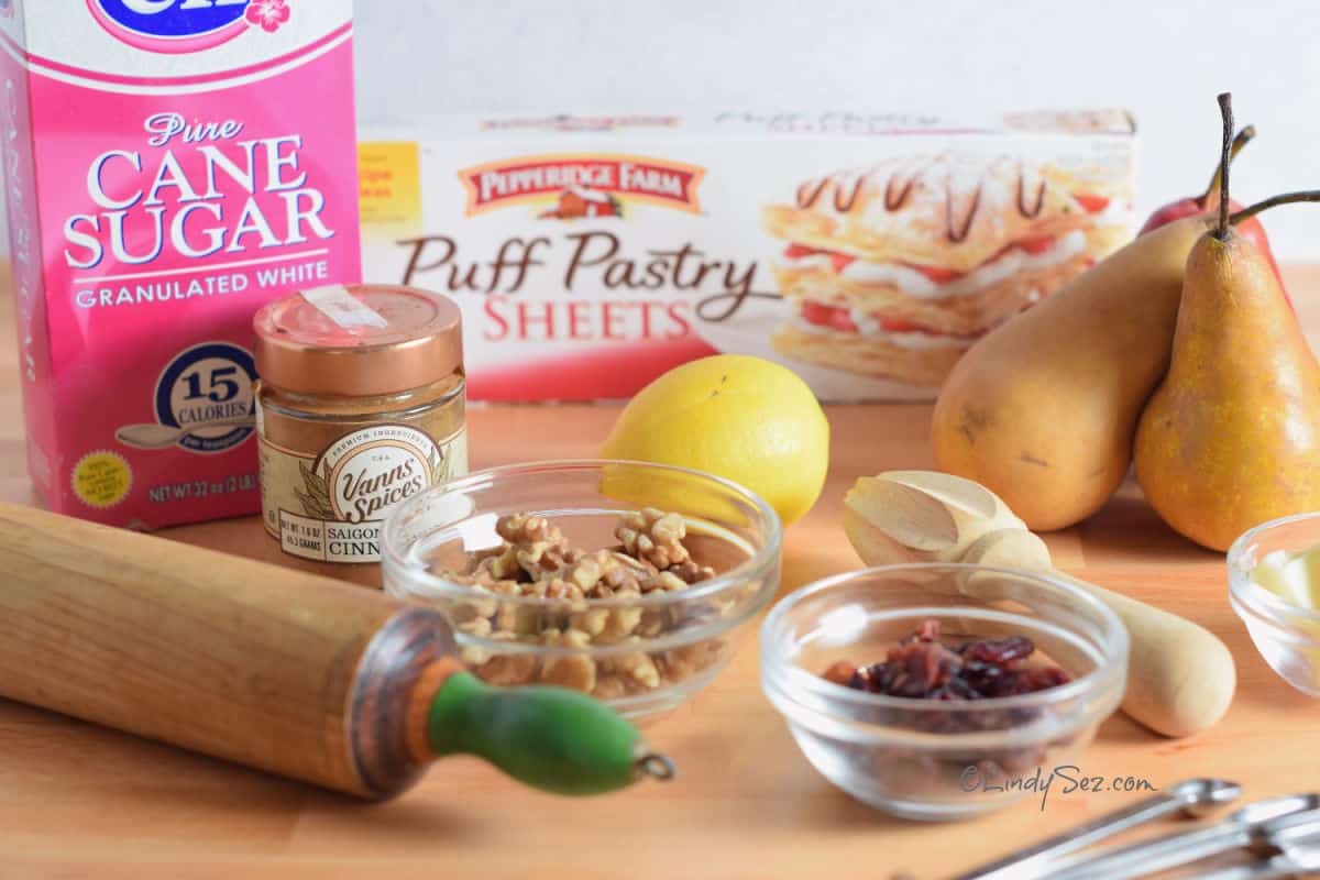 Ingredients for Fresh Pear and Dried Cranberry Tart