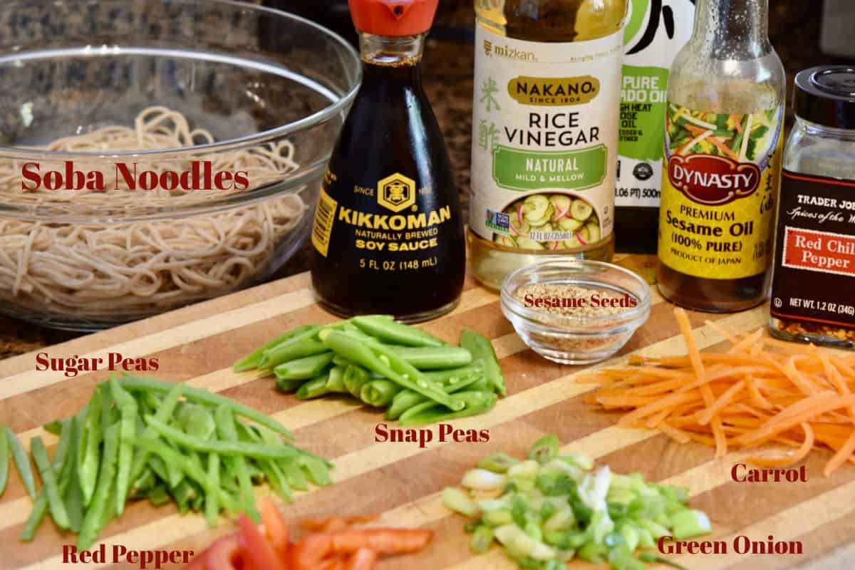 Ingredients for Ahi tuna and soba salad.