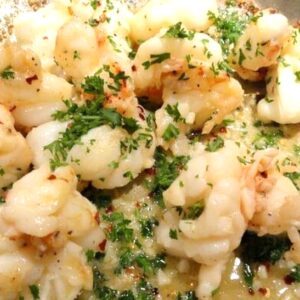 Butterflied shrimp scampi.